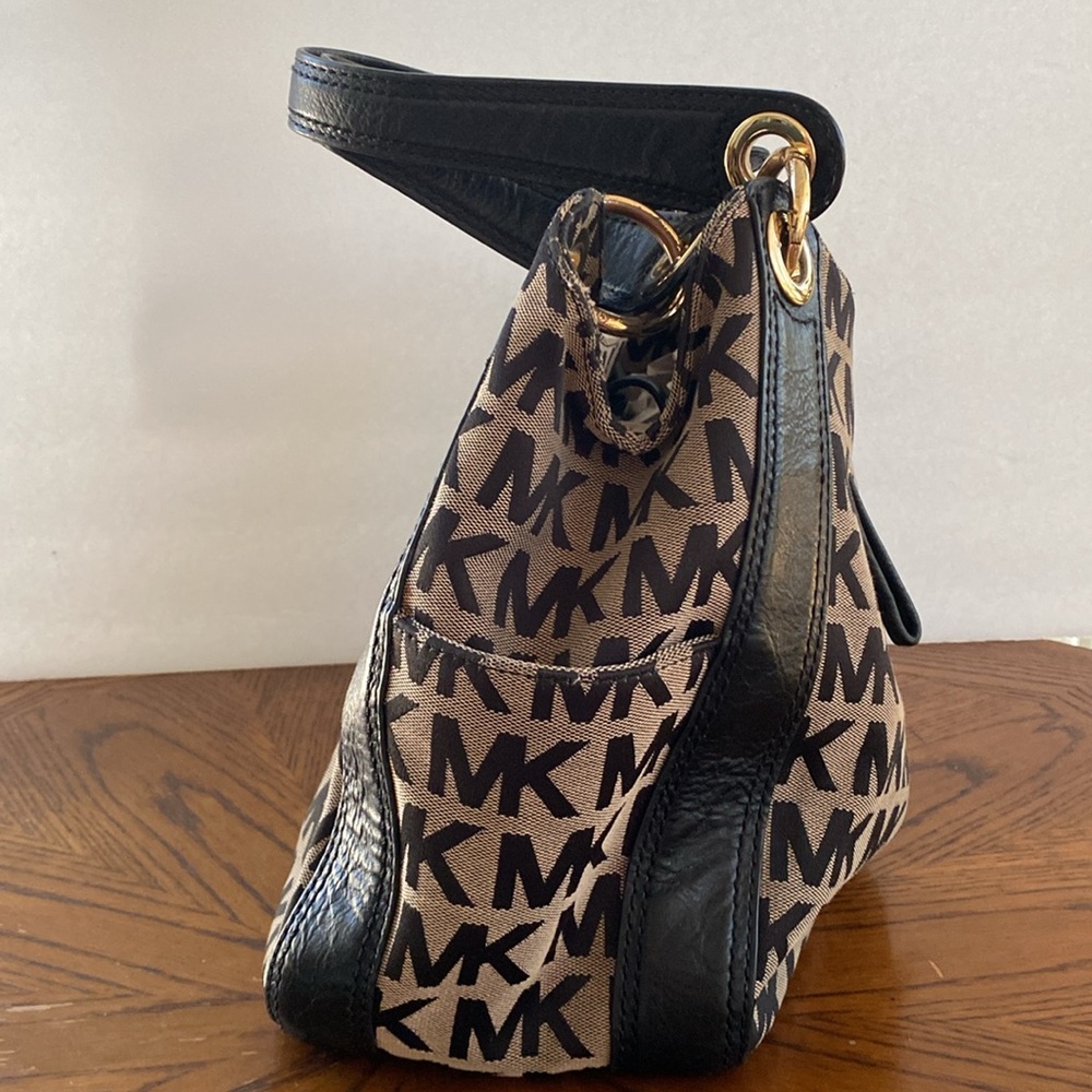 Michael Kors Brown and Black MK Logo Shoulder Bag - Picture 3 of 8